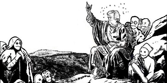 Bannon giving sermon on the mount to straw dummies